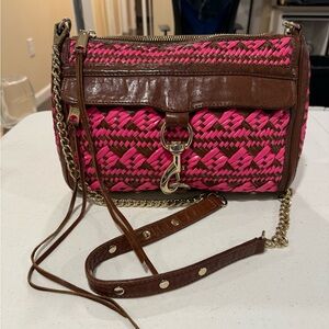 Rebecca Minkoff Pink and Brown MAC Woven Crossbody